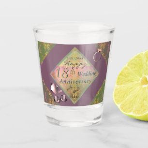 18e bruiloft Jubileum Porselein Graphics Shot Glas