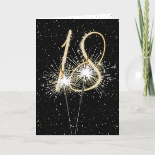 18e bruiloft-sparklers kaart (Voorkant)