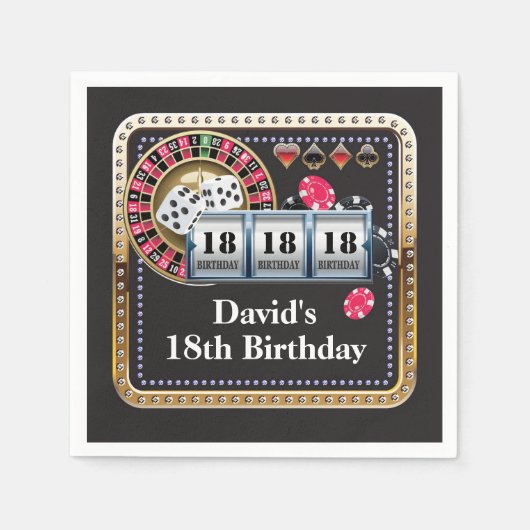 18e casino Poker-speelkaart Birthday Napkins Servet (Voorkant)