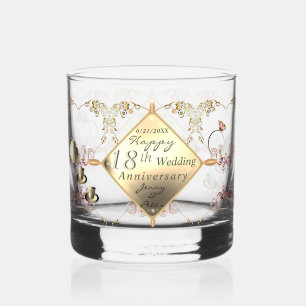 18e Cat's Eye Bruiloft Jubileum Drinkware Set Whisky Glas