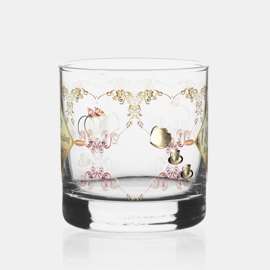 18e Cat's Eye Bruiloft Jubileum Drinkware Set Whisky Glas (Rechts)