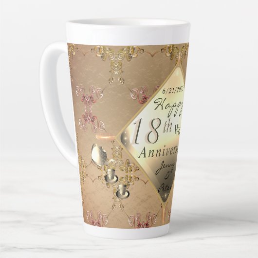 18e Cat's Eye bruiloft Jubileum Latte Mok (Linkerhoek)