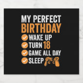 18e draai 18 Mijn perfecte verjaardag gamen Sparkling Wijnetiket (Enkel label)