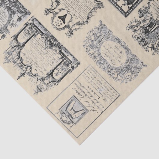 18e eeuw Business Card Collectie Tissuepapier (Detail)