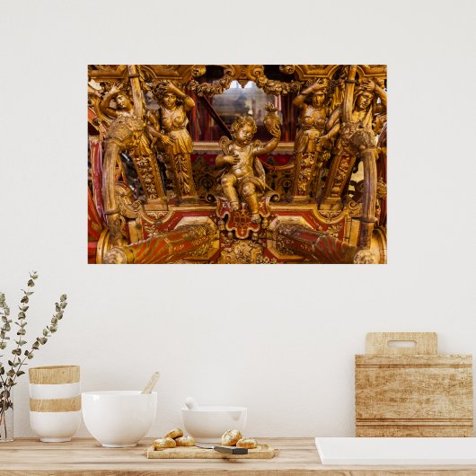 18e eeuw: detail van de coach. Museum van de Coche Poster (Keuken)