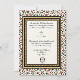  18e eeuw Elegant Indiaas Floral Wedding Kaart