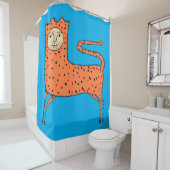 18e eeuw Engelse Primitieve Leeuw Douchegordijn (In situ)