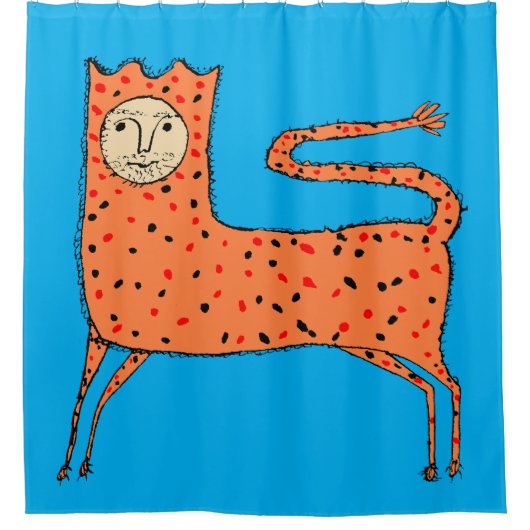 18e eeuw Engelse Primitieve Leeuw Douchegordijn (Voorkant)