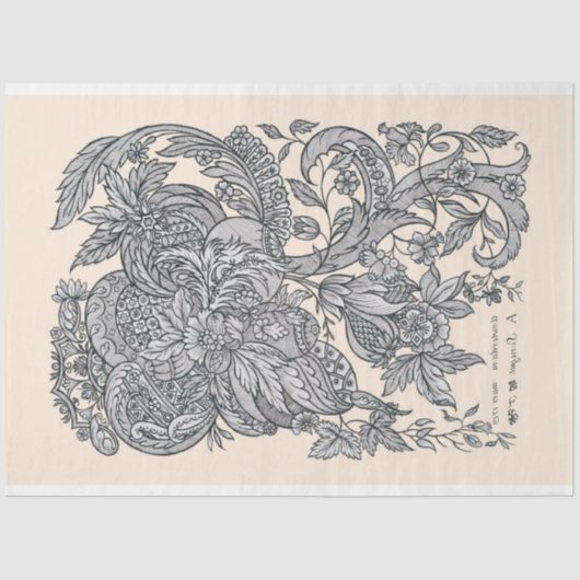 18e eeuw Fabric-ontwerp Tissuepapier (Voorkant)