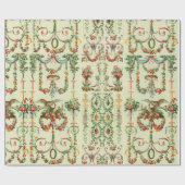 18e eeuw floraal kleurrijk patroon cadeaupapier (Vlak)