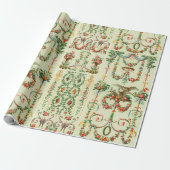 18e eeuw floraal kleurrijk patroon cadeaupapier (Uitgerold)