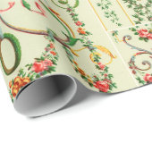 18e eeuw floraal kleurrijk patroon cadeaupapier (Rol Hoek)