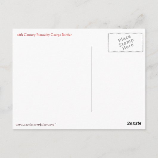 18e eeuw Franse Mode door George Barbier Briefkaart (Achterkant)
