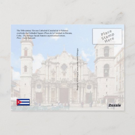18e eeuw Havana Cathedraal, Havana, Cuba Briefkaart (Achterkant)