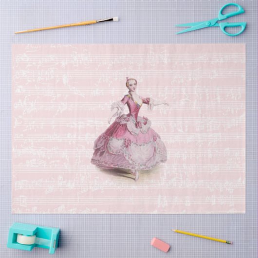 18e eeuw Mode Muziek Ephemera Frans Tissuepapier (Craft)