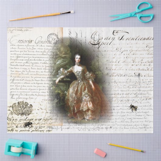 18e eeuw Royal Ephemera Pompadour Tissuepapier (Craft)