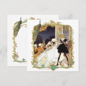 18e eeuw Storybook Ball & Peacock Invitations Kaart (Voorkant / Achterkant)