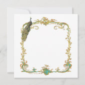 18e eeuw Storybook Ball & Peacock Invitations Kaart (Achterkant)