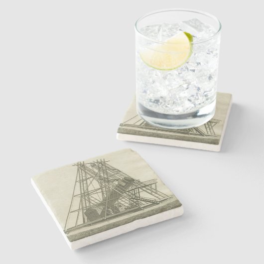 18E EEUW VAN HET Antiek WETENSCHAPPELIJK SCHEPPEN  Stenen Onderzetter (Zijkant)