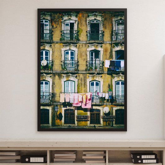 18e eeuw vervallen gebouw in Alfama district. Liss Foto Afdruk