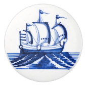 18e eeuw zeilschip keramische knop (Voorkant)