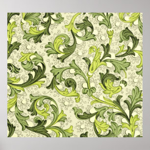 18e-eeuws: Bloemen Antieke behang. Poster