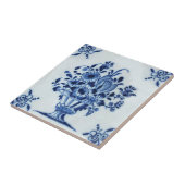 18e-eeuws Nederlands Delfts Bloemenarrangement Rep Tegeltje (Zijkant)