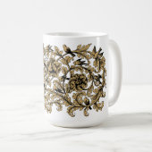 18e-eeuwse barokke rococo wijnstok en vogels patro koffiemok (Voorkant rechts)