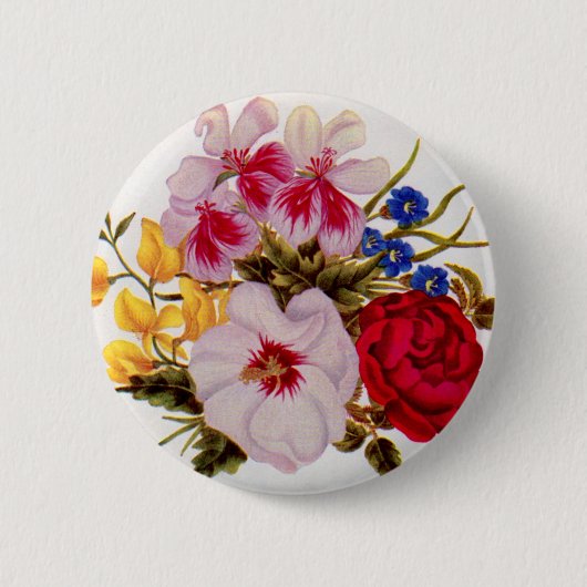 18e - eeuwse bloemenbloem - regeling ronde button 5,7 cm (Voorkant)