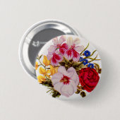 18e - eeuwse bloemenbloem - regeling ronde button 5,7 cm (Voorkant /achterkant)