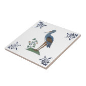 18e-eeuwse Delftse reiger? op witte keramische Teg Tegeltje (Zijkant)