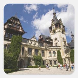 18e-eeuwse Peles-kasteel, Sinaia, Roemenië, 2 Vierkante Sticker
