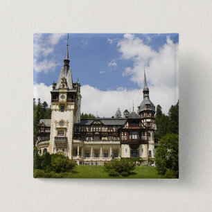18e-eeuwse Peles-kasteel, Sinaia, Roemenië, Vierkante Button 5,1 Cm