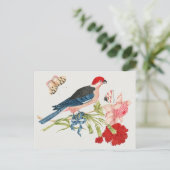18e-eeuwse  vogels, bloemen en vlinders briefkaart (Staand voorkant)