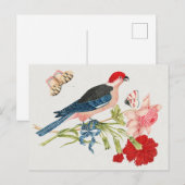 18e-eeuwse  vogels, bloemen en vlinders briefkaart (Voorkant / Achterkant)