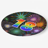 18e evenement - leuk, kleurrijk, vet, regenboog 18 papieren bordje (Gekanteld)