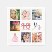 18e foto-collage van verjaardagsfeestjes servet (Voorkant)