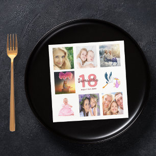 18e foto-collage van verjaardagsfeestjes servet