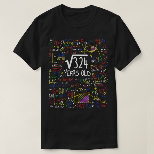 18e geboorte-vierkantswortel van 324 18 jaar oude  t-shirt (Design voorkant)