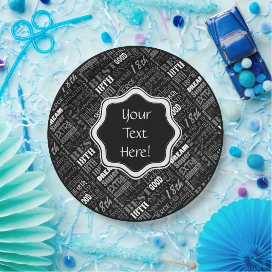 18e gepersonaliseerd monogram van de Fun-partij op Papieren Bordje (Feest)