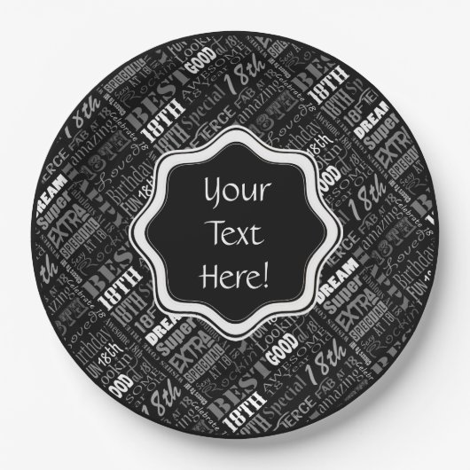 18e gepersonaliseerd monogram van de Fun-partij op Papieren Bordje (Voorkant)