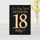18e Gold-effect op zwart voor Stepson Birthday Kaart (Gele Bloem)