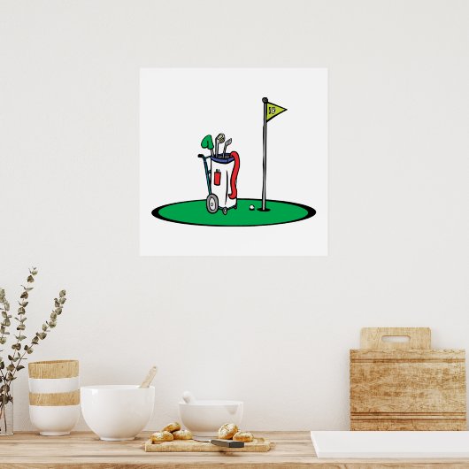 18e golf-grafisch poster (Keuken)