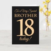 18e Gouden Effect op Zwart voor Broeder Verjaardag Kaart (Gele Bloem)