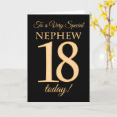 18e gouden effect op zwart voor neefje verjaardag kaart (Gele Bloem)