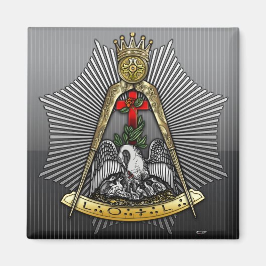 18e graad: Knight of the Roos Croix Magneet (Voorkant)