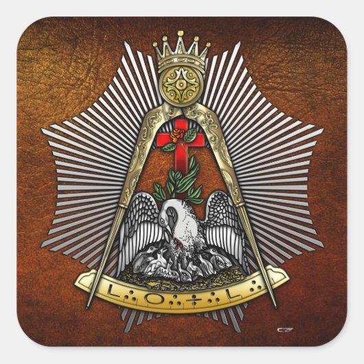 18e graad: Knight of the Roos Croix Vierkante Sticker (Voorkant)