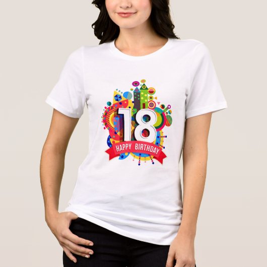 18e Happy Birthday Tri-Blend Meisje T-shirt (Voorkant)