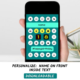 18e hashtag computing verjaardag add name kaart
