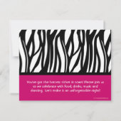 18e Hot Pink Zebra Uitnodigingen (Achterkant)